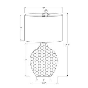 Monarch Specialties I 9606 - Luminaire, 25"H, Lampe De Table, Abat-jour Noir, Pied En Résine Marron, Contemporain - Simple Boutique