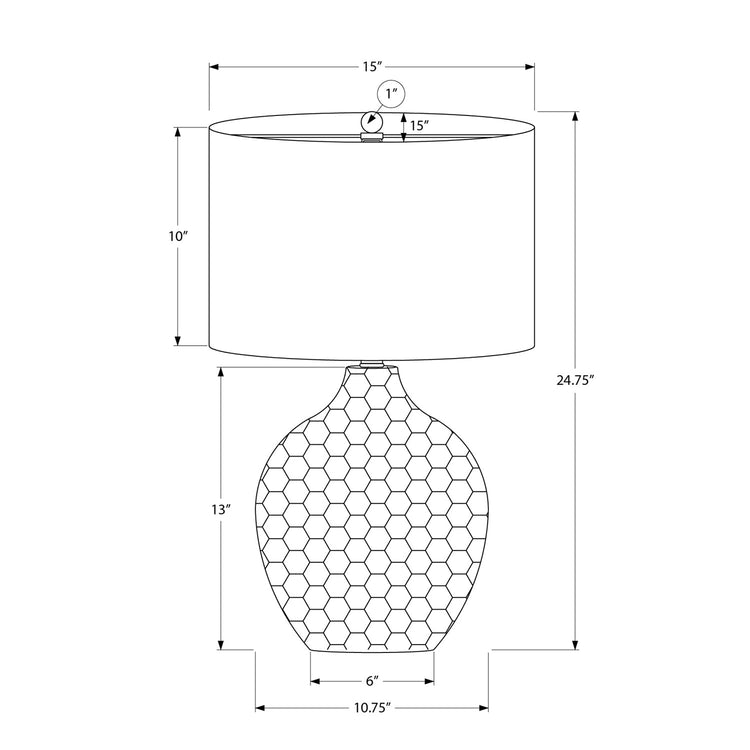 Monarch Specialties I 9606 - Luminaire, 25"H, Lampe De Table, Abat-jour Noir, Pied En Résine Marron, Contemporain - Simple Boutique