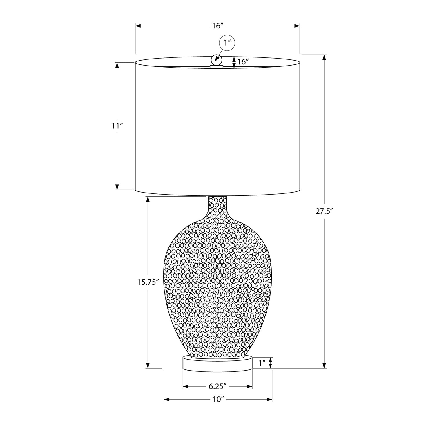 Monarch Specialties I 9607 - Luminaire, 28"H, Lampe De Table, Crème, Abat-jour Ivoire / Crème, Contemporain - Simple Boutique