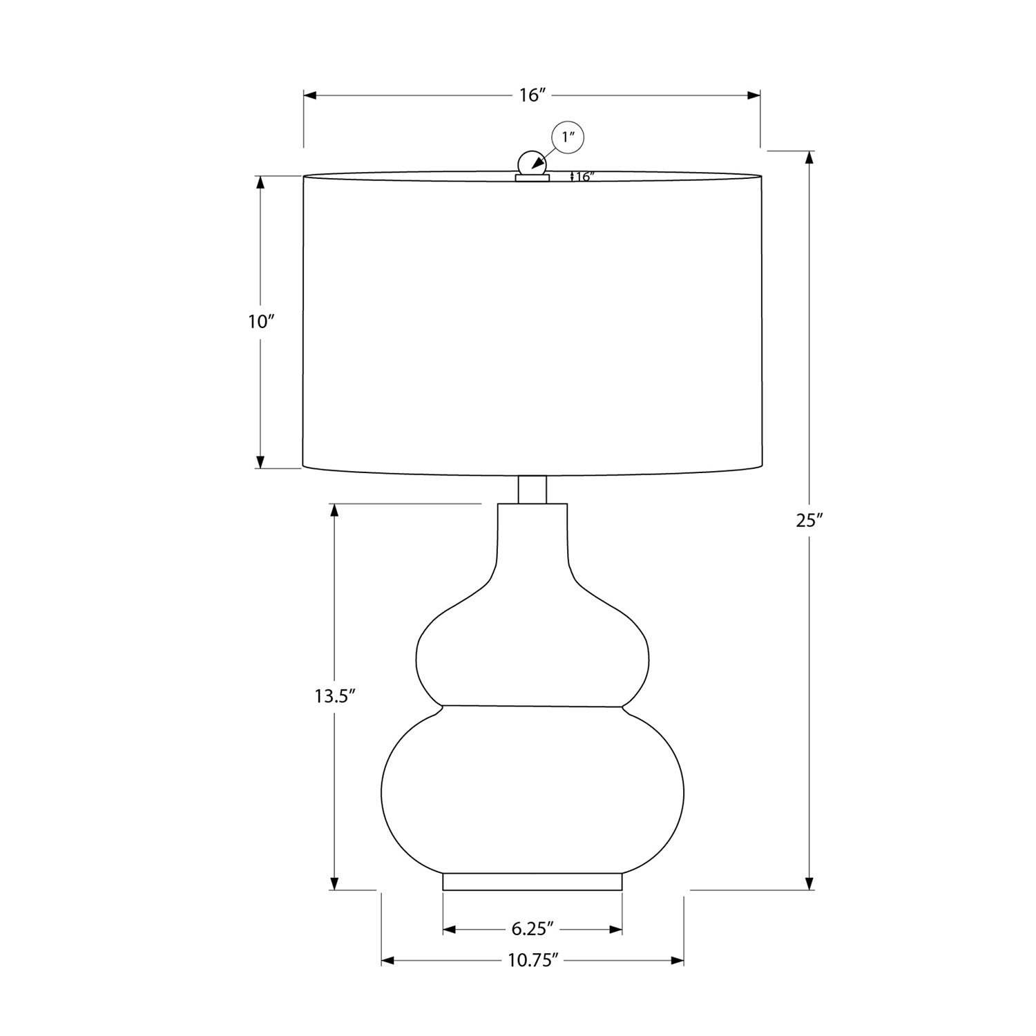Monarch Specialties I 9608 - Luminaire, 25"H, Lampe De Table, Abat-jour Ivoire / Crème, Crème, Contemporain - Simple Boutique