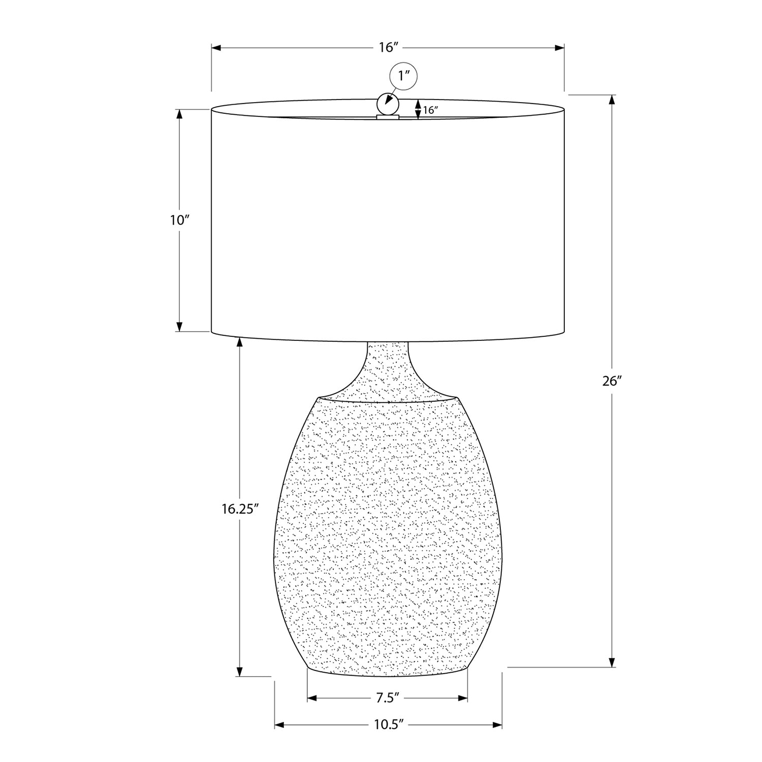 Monarch Specialties I 9609 - Luminaire, 26"H, Lampe De Table, Abat-jour Ivoire / Crème, Résine Couleur Crème, Contemporain - Simple Boutique