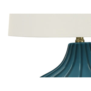 Monarch Specialties I 9612 - Luminaire, 24"H, Lampe De Table, Céramique Bleu, Abat-jour Ivoire / Crème, Transitionnel - Simple Boutique