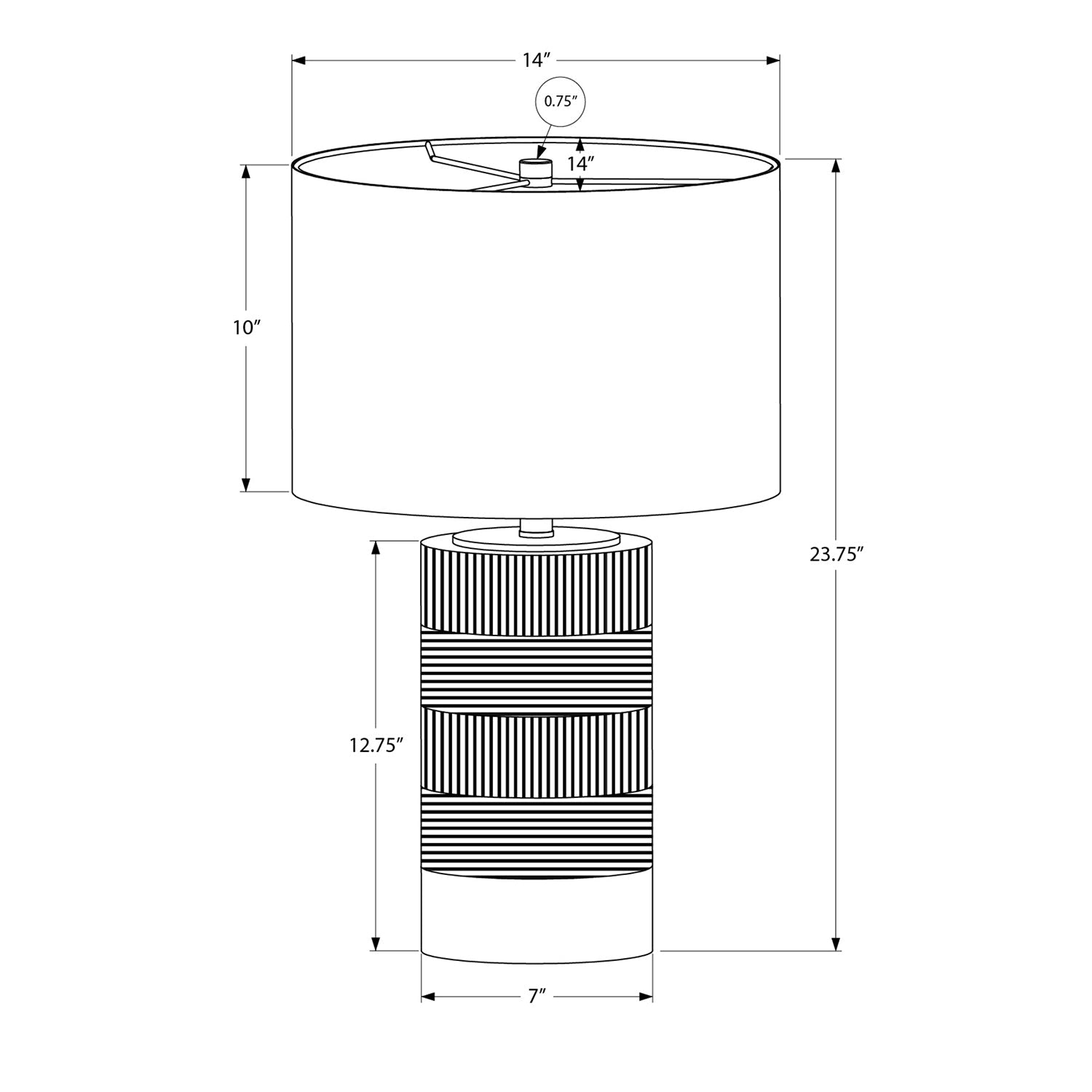 Monarch Specialties I 9619 - Luminaire, 24"H, Lampe De Table, Résine Noire, Abat-jour Ivoire / Crème, Contemporain - Simple Boutique
