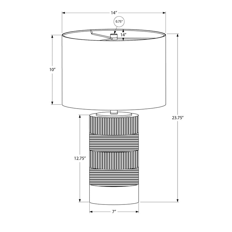 Monarch Specialties I 9619 - Luminaire, 24"H, Lampe De Table, Résine Noire, Abat-jour Ivoire / Crème, Contemporain - Simple Boutique