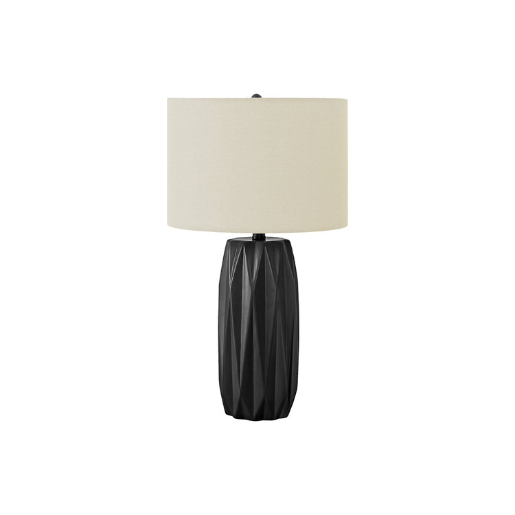Monarch Specialties I 9620 - Luminaire, 25"H, Lampe De Table, Céramique Noir, Abat-jour Ivoire / Crème, Contemporain - Simple Boutique