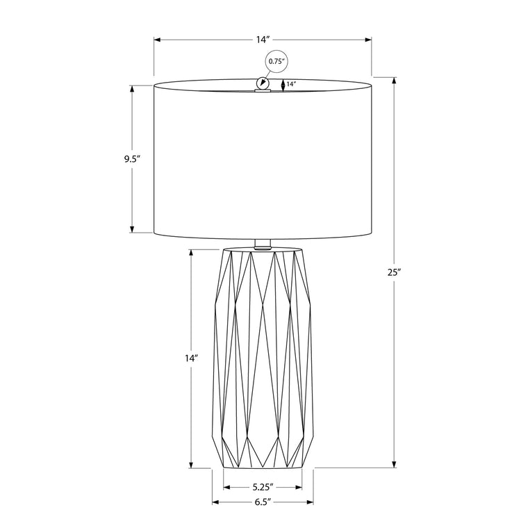 Monarch Specialties I 9620 - Luminaire, 25"H, Lampe De Table, Céramique Noir, Abat-jour Ivoire / Crème, Contemporain - Simple Boutique