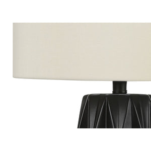 Monarch Specialties I 9620 - Luminaire, 25"H, Lampe De Table, Céramique Noir, Abat-jour Ivoire / Crème, Contemporain - Simple Boutique