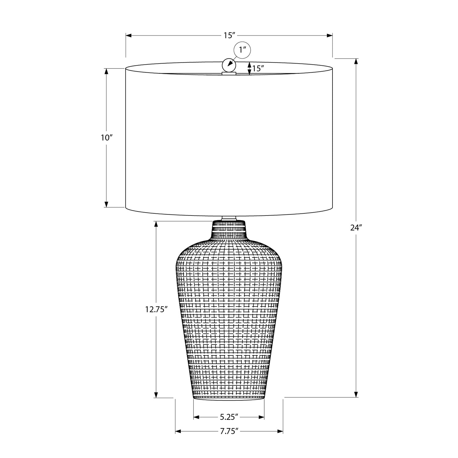 Monarch Specialties I 9621 - Luminaire, Lampe De Table, 24"H, Céramique Noir, Abat-jour Noire, Contemporain - Simple Boutique