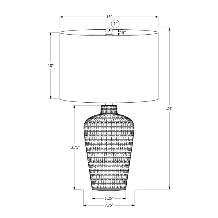 Monarch Specialties I 9621 - Luminaire, Lampe De Table, 24"H, Céramique Noir, Abat-jour Noire, Contemporain - Simple Boutique