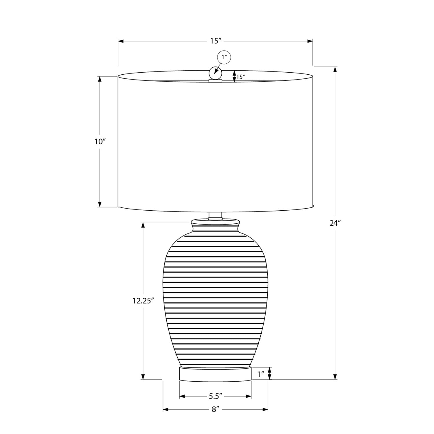 Monarch Specialties I 9622 - Luminaire, 24"H, Lampe De Table, Céramique Bleu, Abat-jour Ivoire / Crème, Contemporain - Simple Boutique