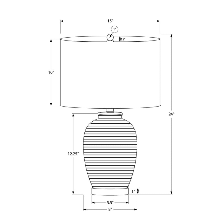 Monarch Specialties I 9622 - Luminaire, 24"H, Lampe De Table, Céramique Bleu, Abat-jour Ivoire / Crème, Contemporain - Simple Boutique