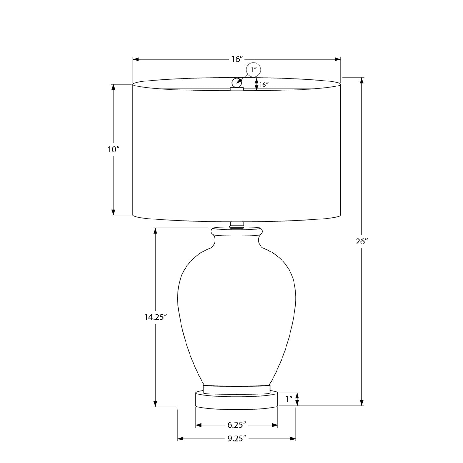 Monarch Specialties I 9625 - Luminaire, 26"H, Lampe De Table, Abat-jour Ivoire / Crème, Céramique Crème, Transitionnel - Simple Boutique