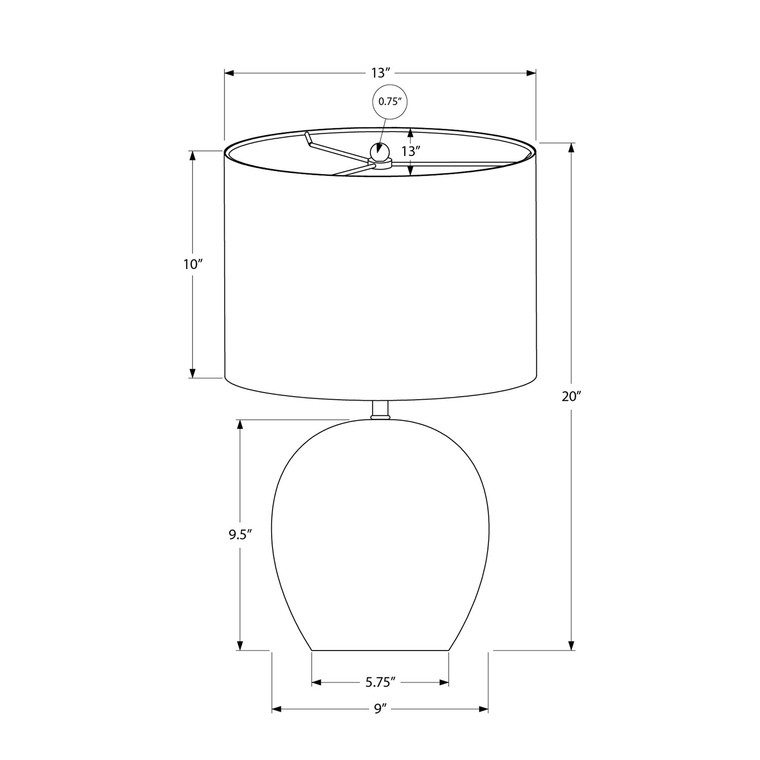 Monarch Specialties I 9626 - Luminaire, 20"H, Lampe De Table, Béton Gris, Abat-jour Ivoire / Crème, Contemporain - Simple Boutique