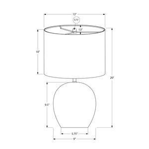 Monarch Specialties I 9626 - Luminaire, 20"H, Lampe De Table, Béton Gris, Abat-jour Ivoire / Crème, Contemporain - Simple Boutique