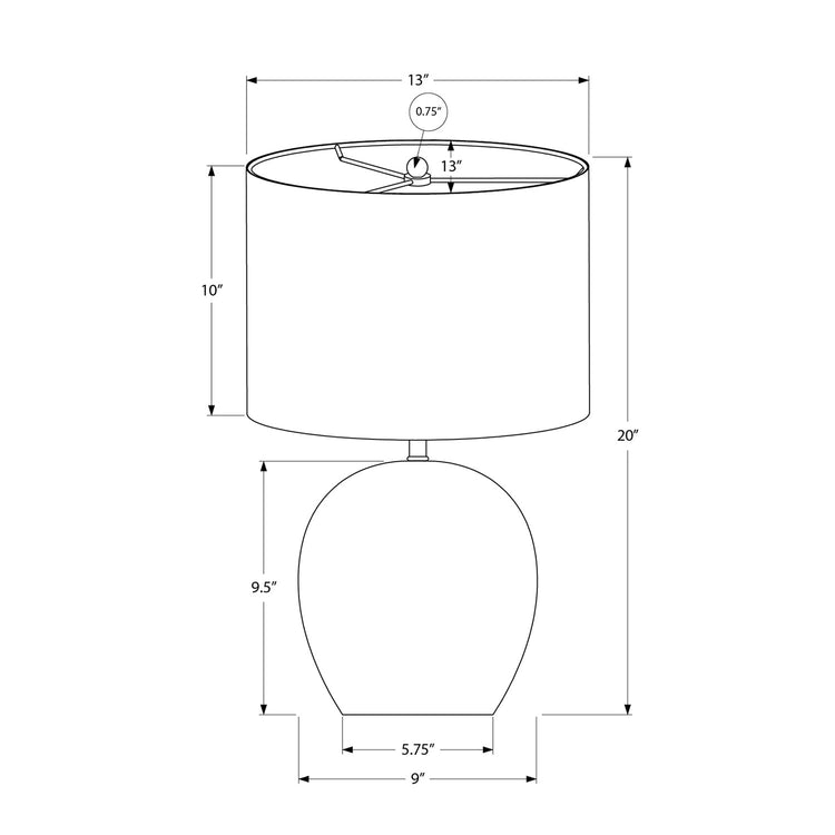 Monarch Specialties I 9626 - Luminaire, 20"H, Lampe De Table, Béton Gris, Abat-jour Ivoire / Crème, Contemporain - Simple Boutique
