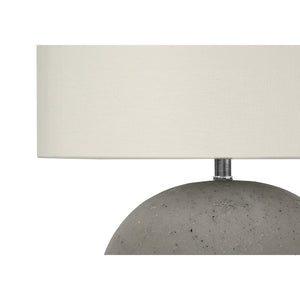 Monarch Specialties I 9626 - Luminaire, 20"H, Lampe De Table, Béton Gris, Abat-jour Ivoire / Crème, Contemporain - Simple Boutique