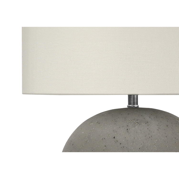 Monarch Specialties I 9626 - Luminaire, 20"H, Lampe De Table, Béton Gris, Abat-jour Ivoire / Crème, Contemporain - Simple Boutique