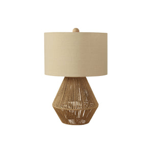 Monarch Specialties I 9628 - Luminaire, 22"H, Lampe De Table, Corde Marron, Abat-jour Beige, Transitionnel - Simple Boutique