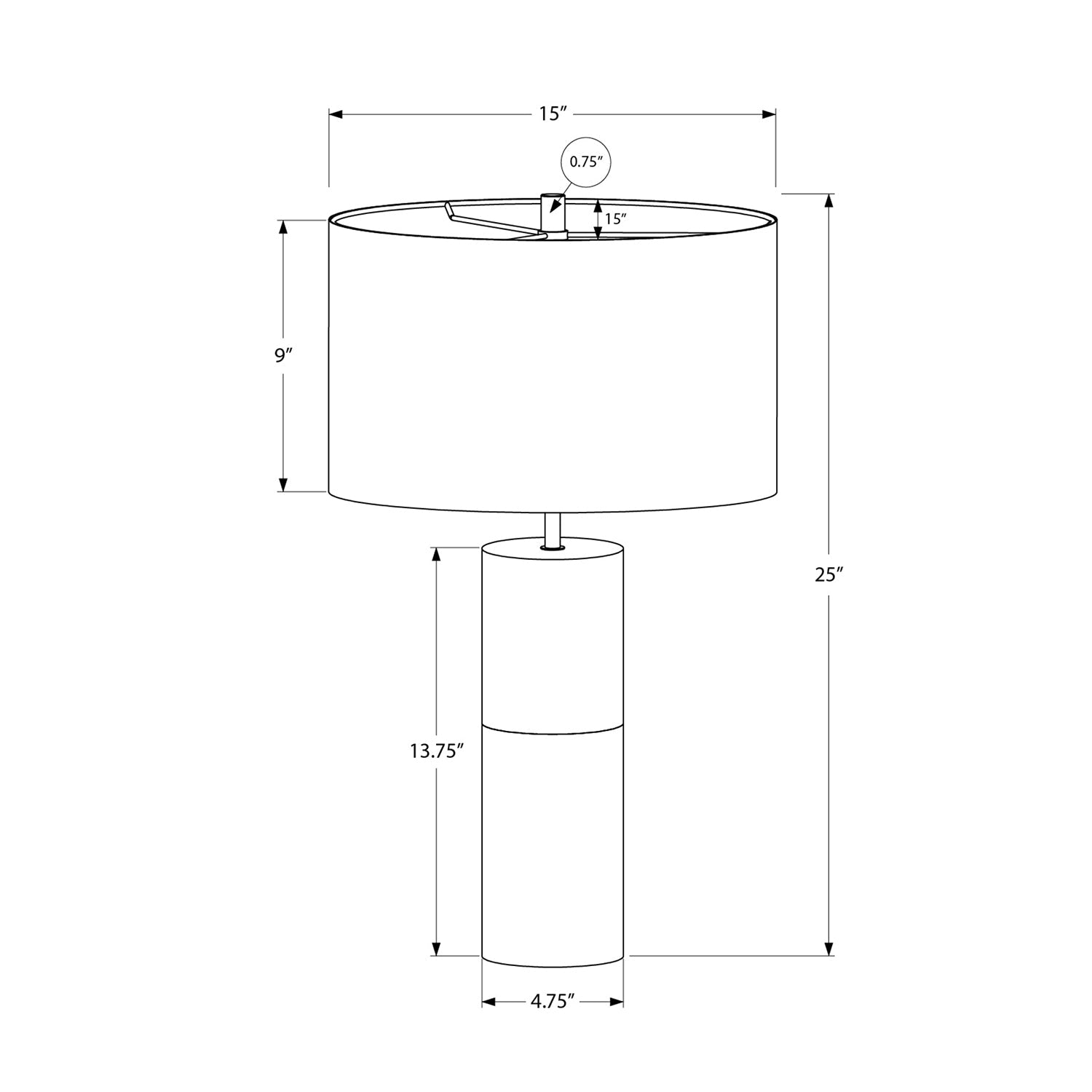 Monarch Specialties I 9629 - Luminaire, 25"H, Lampe De Table, Béton Noir, Abat-Jour Noir, Contemporain - Simple Boutique