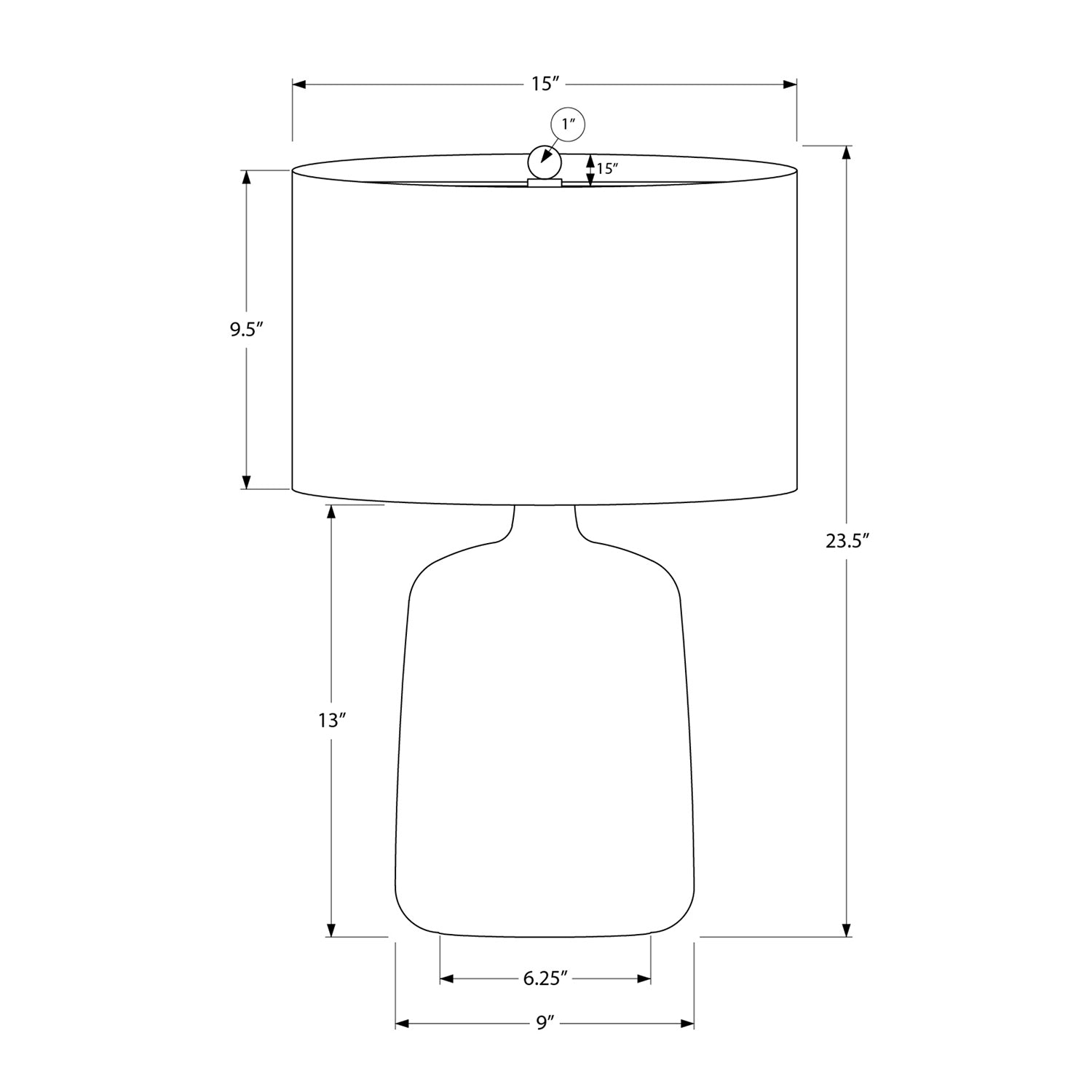 Monarch Specialties I 9635 - Luminaire, 24"H, Lampe De Table, Céramique Noire, Abat-jour Beige, Contemporain - Simple Boutique