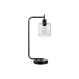 Monarch Specialties I 9637 - Luminaire, 20"H, Lampe De Table, Port Usb Inclus, Métal Noir, Abat-jour De Verre, Moderne - Simple Boutique