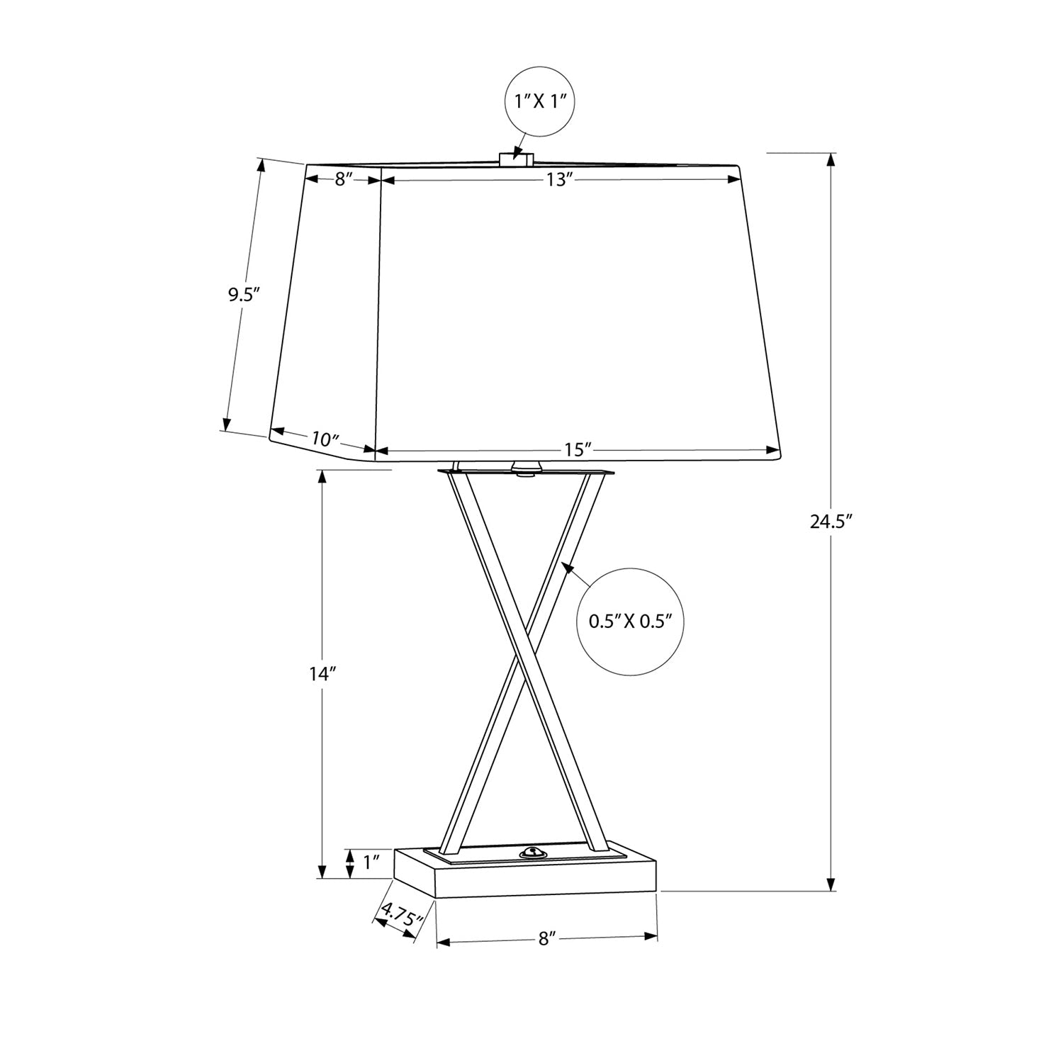 Monarch Specialties I 9638 - Luminaire, 25"H, Lampe De Table, Port Usb Inclus, Métal Noir, Abat-jour Beige., Transitionnel - Simple Boutique