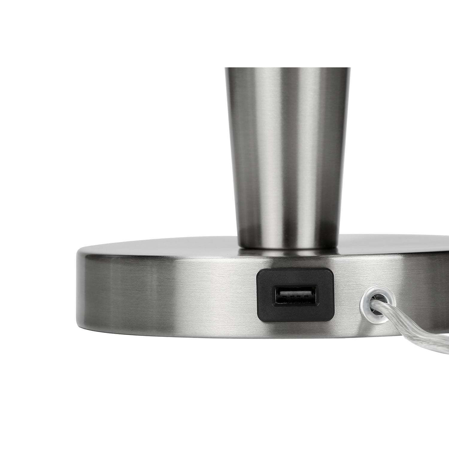 Monarch Specialties I 9642 - Luminaire, Ensemble De 2, 24"H, Lampe De Table, Nickel , Abat-jour Gris, Contemporain - Simple Boutique