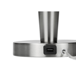 Monarch Specialties I 9642 - Luminaire, Ensemble De 2, 24"H, Lampe De Table, Nickel , Abat-jour Gris, Contemporain - Simple Boutique