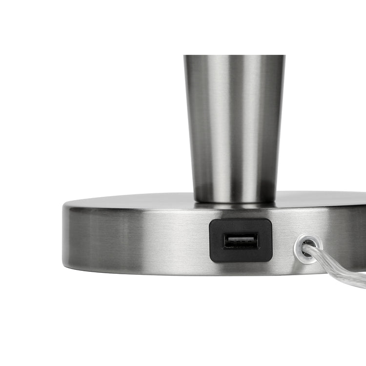 Monarch Specialties I 9642 - Luminaire, Ensemble De 2, 24"H, Lampe De Table, Nickel , Abat-jour Gris, Contemporain - Simple Boutique