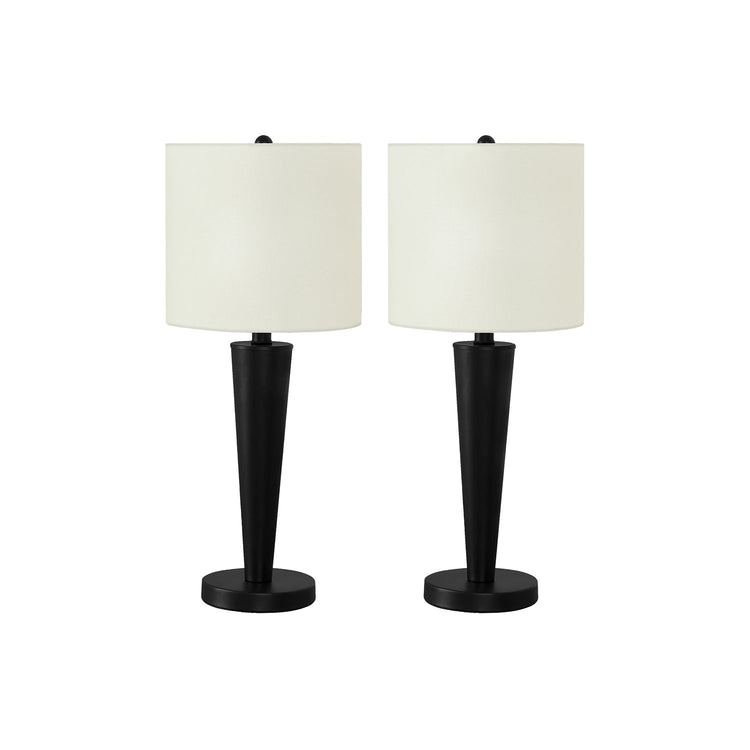 Monarch Specialties I 9643 - Luminaire, Ensemble De 2, 24"H, Lampe De Table, Métal Noir, Abat-jour Ivoire / Crème, Contemporain - Simple Boutique