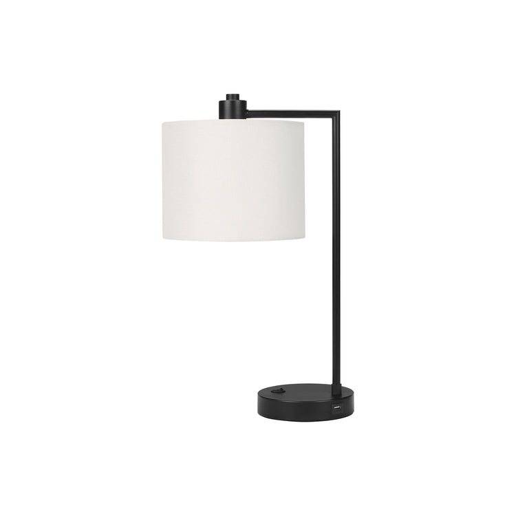 Monarch Specialties I 9646 - Luminaire, 19"H, Lampe De Table, Port Usb Inclus, Métal Noir, Abat-jour Ivoire / Crème, Moderne - Simple Boutique