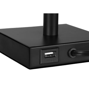 Monarch Specialties I 9650 - Luminaire, Ensemble De 2, 17"H, Lampe De Table, Port Usb Inclus, Métal Noir, Abat-jour Beige., Contemporain - Simple Boutique