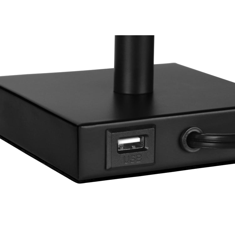 Monarch Specialties I 9650 - Luminaire, Ensemble De 2, 17"H, Lampe De Table, Port Usb Inclus, Métal Noir, Abat-jour Beige., Contemporain - Simple Boutique