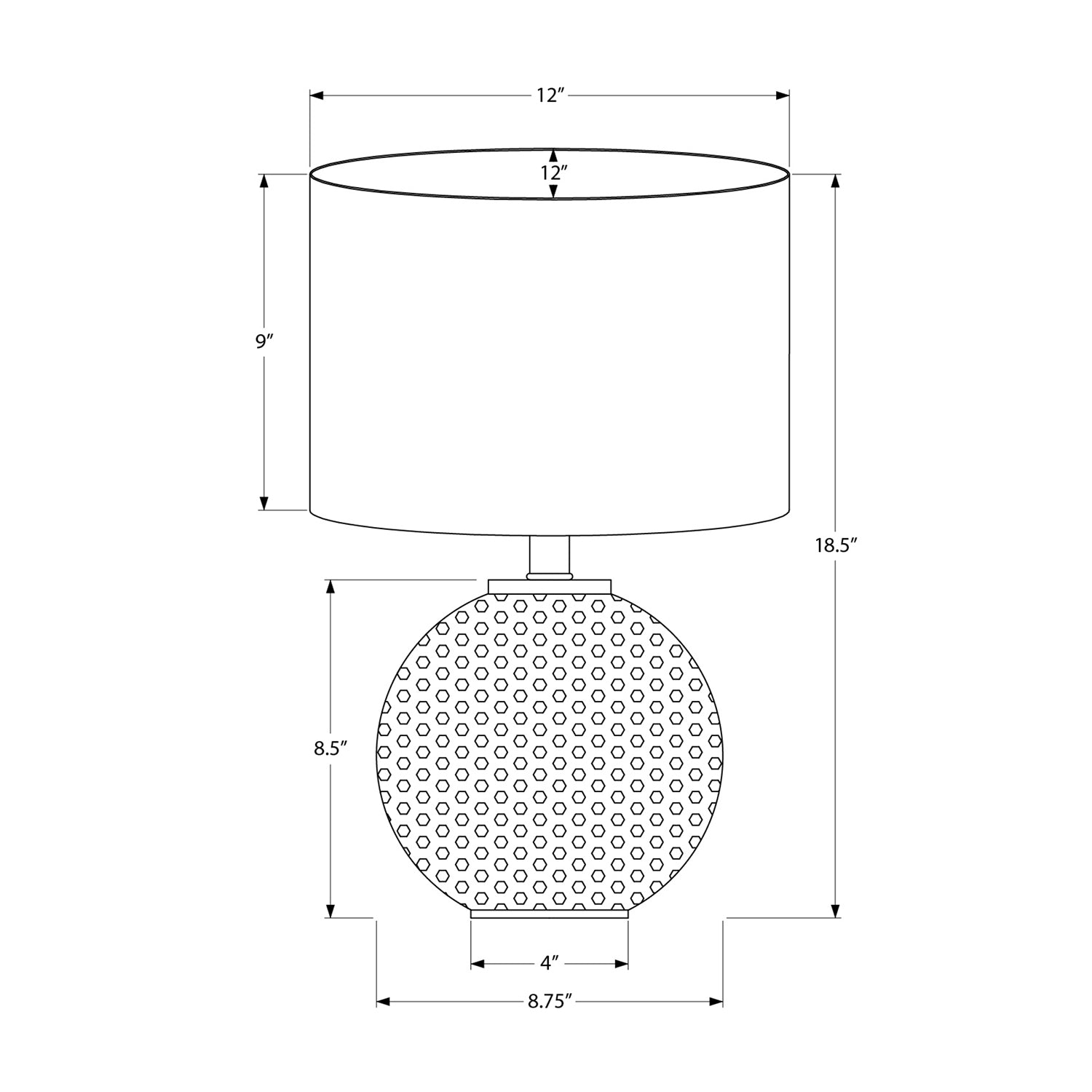 Monarch Specialties I 9653 - Luminaire, 19"H, Lampe De Table, Résine Grise, Abat-jour Ivoire / Crème, Moderne - Simple Boutique