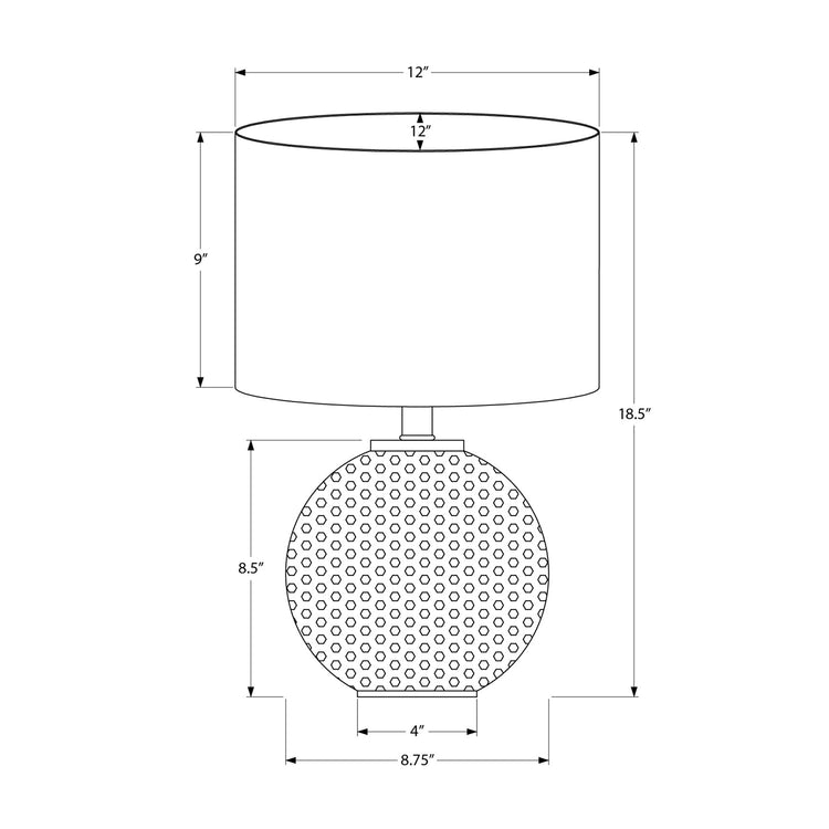 Monarch Specialties I 9653 - Luminaire, 19"H, Lampe De Table, Résine Grise, Abat-jour Ivoire / Crème, Moderne - Simple Boutique