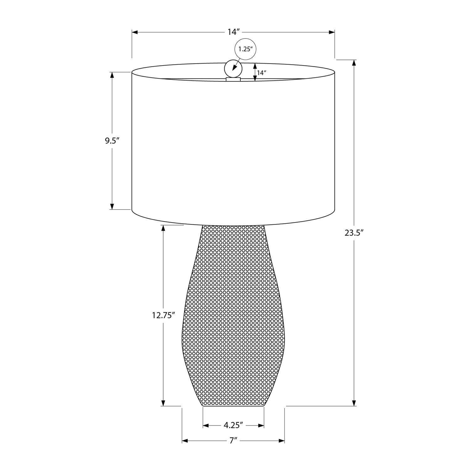 Monarch Specialties I 9654 - Luminaire, 24"H, Lampe De Table, Résine Grise, Abat-jour Ivoire / Crème, Contemporain - Simple Boutique