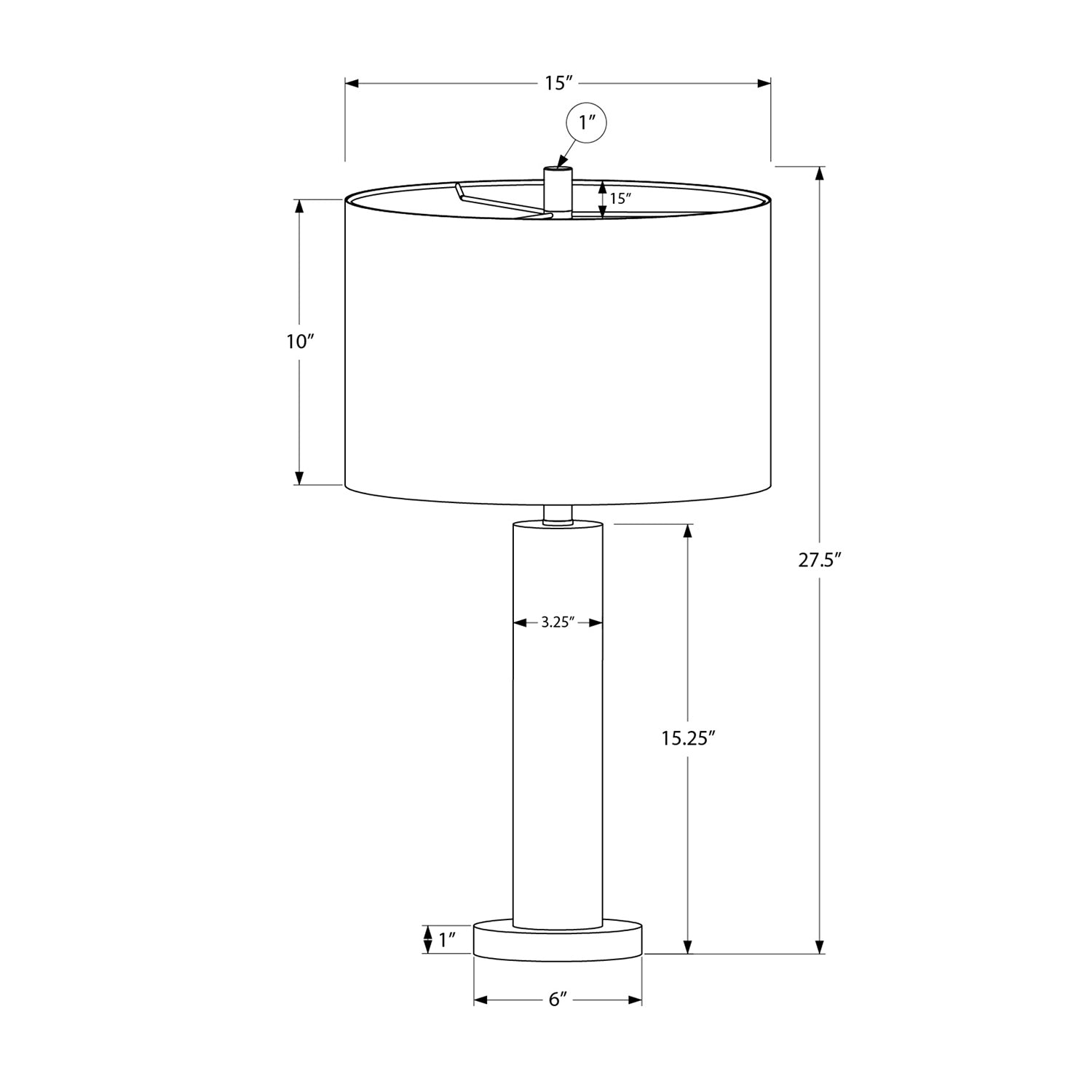Monarch Specialties I 9658 - Luminaire, 28"H, Lampe De Table, Métal Noir, Abat-jour Noire, Contemporain, Moderne - Simple Boutique