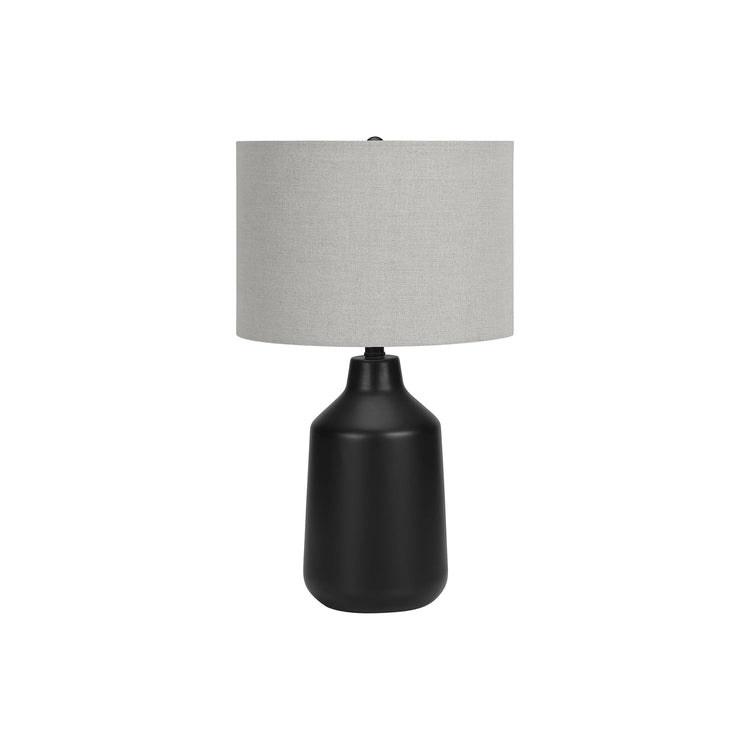 Monarch Specialties I 9701 - Luminaire, 24"H, Lampe De Table, Béton Noir, Abat-jour Gris, Contemporain - Simple Boutique