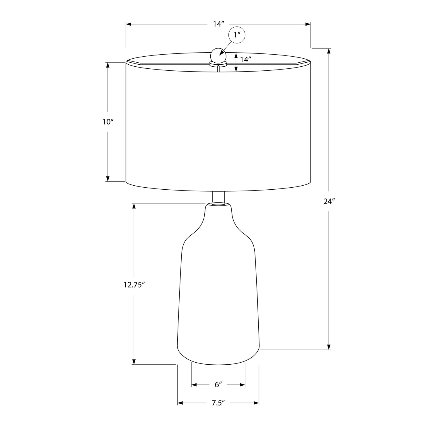 Monarch Specialties I 9701 - Luminaire, 24"H, Lampe De Table, Béton Noir, Abat-jour Gris, Contemporain - Simple Boutique