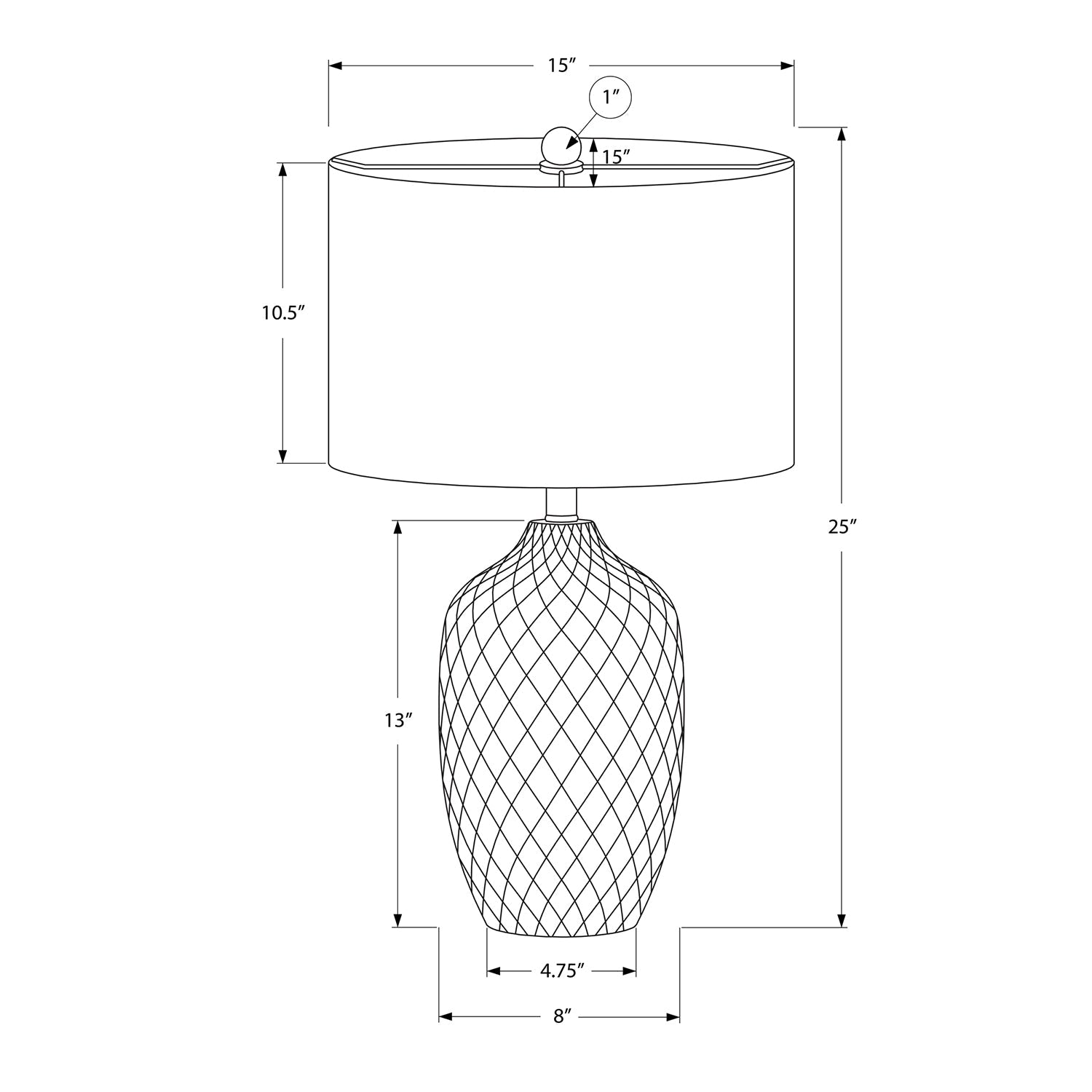 Monarch Specialties I 9707 - Luminaire, 25"H, Lampe De Table, Céramique Crème, Abat-jour Ivoire / Crème, Transitionnel - Simple Boutique