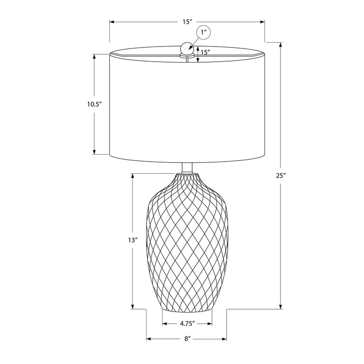 Monarch Specialties I 9707 - Luminaire, 25"H, Lampe De Table, Céramique Crème, Abat-jour Ivoire / Crème, Transitionnel - Simple Boutique