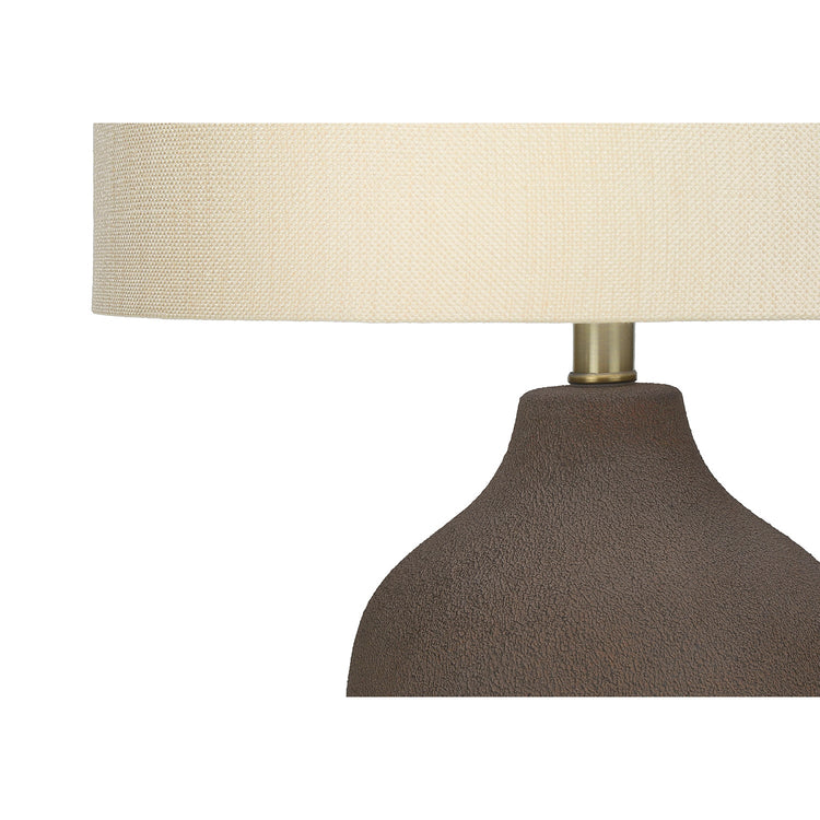 Monarch Specialties I 9709 - Luminaire, 27"H, Lampe De Table, Céramique Grise, Abat-jour Beige., Contemporain - Simple Boutique