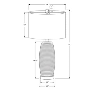 Monarch Specialties I 9711 - Luminaire, 25"H, Lampe De Table, Céramique Grise, Abat-jour Gris, Moderne - Simple Boutique