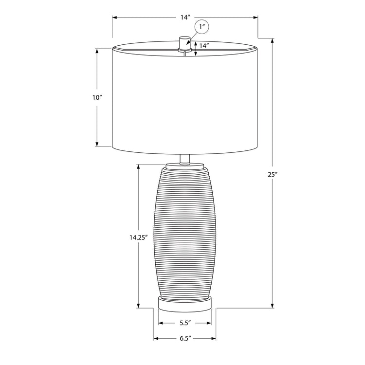 Monarch Specialties I 9711 - Luminaire, 25"H, Lampe De Table, Céramique Grise, Abat-jour Gris, Moderne - Simple Boutique