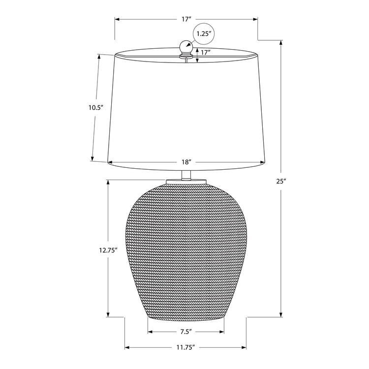 Monarch Specialties I 9713 - Luminaire, 25"H, Lampe De Table, Rotin, Abat-jour Beige, Transitionnel - Simple Boutique