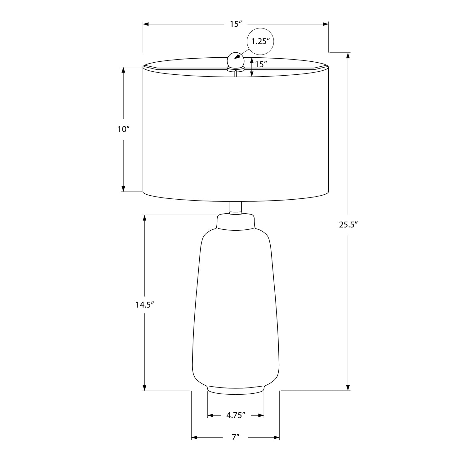 Monarch Specialties I 9716 - Luminaire, 26"H, Lampe De Table, Céramique Crème, Abat-jour Ivoire / Crème, Moderne - Simple Boutique
