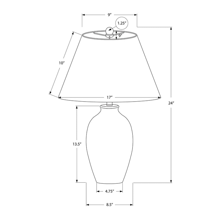 Monarch Specialties I 9721 - Luminaire, 24"H, Lampe De Table, Céramique Noire, Abat-jour Ivoire / Crème, Moderne - Simple Boutique
