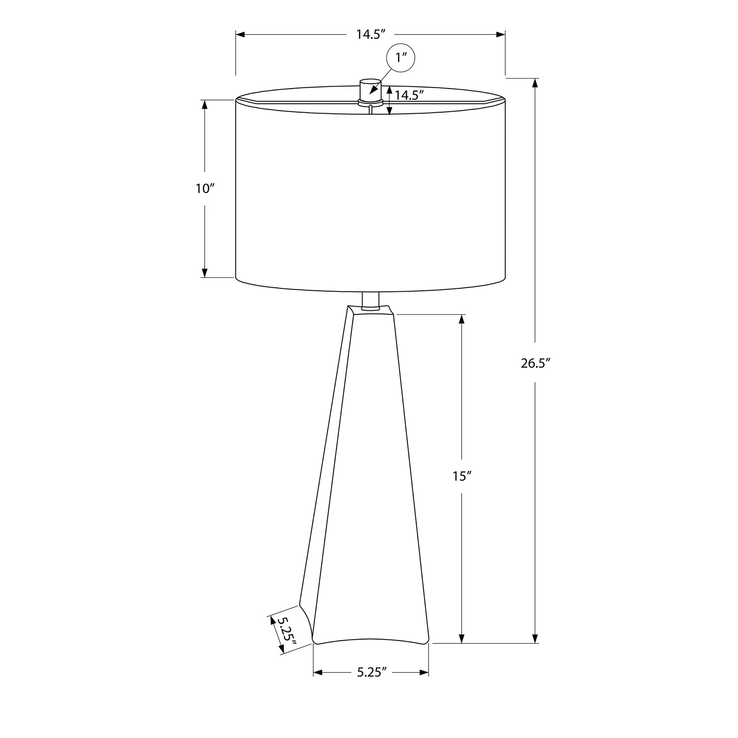 Monarch Specialties I 9726 - Luminaire, 27"H, Lampe De Table, Résine Noire, Abat-jour Beige, Moderne - Simple Boutique