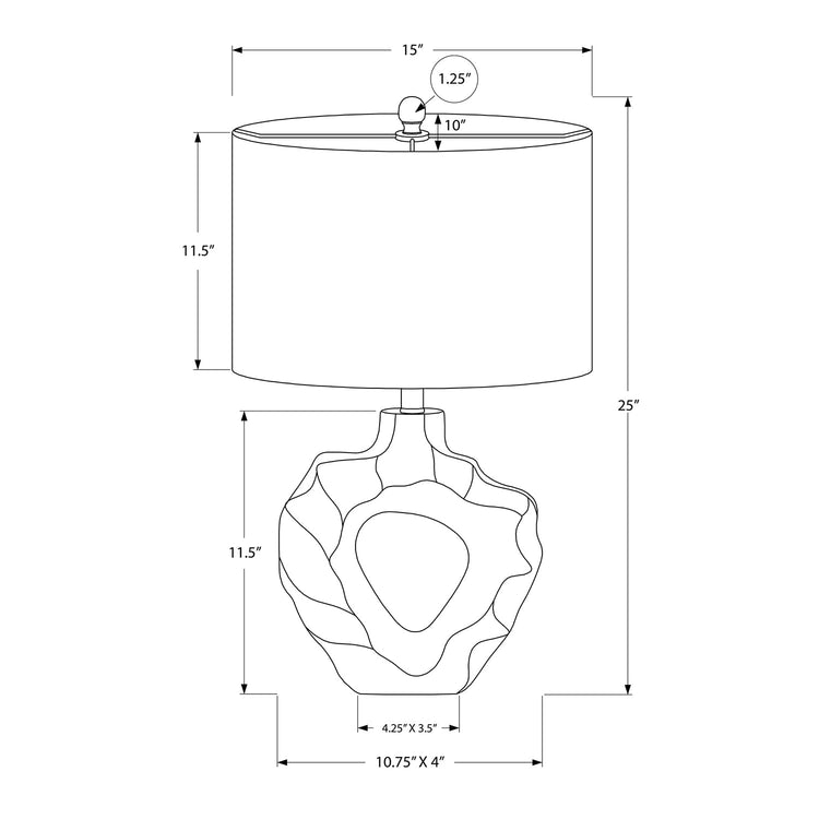 Monarch Specialties I 9727 - Luminaire, 25"H, Lampe De Table, Résine Créme, Abat-jour Ivoire / Crème, Moderne - Simple Boutique