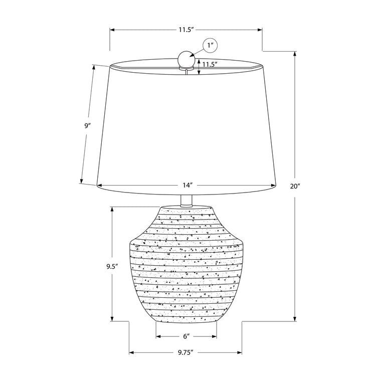 Monarch Specialties I 9730 - Luminaire, 20"H, Lampe De Table, Béton Créme, Abat-jour Ivoire / Crème, Moderne - Simple Boutique